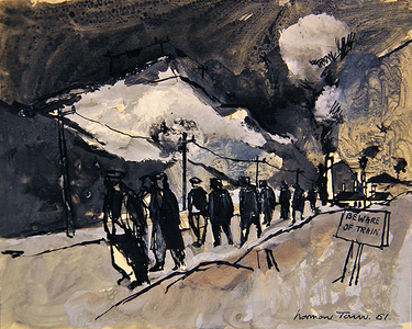 Beware of Train, 1951 (w/c, pen & ink on paper)