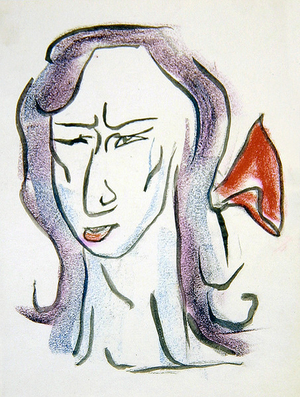 The Countess of Oxford and Asquith, 1913 (black wash & coloured chalk on paper)