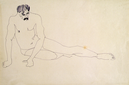 Male Nude Resting, 1913 (pen & ink on paper)