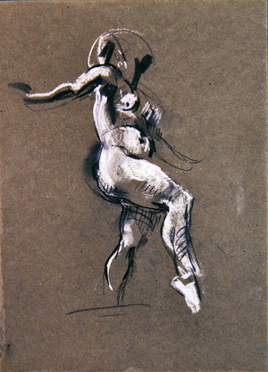 Female nude standing, c.1900 (chalk on paper) (verso of 367144)