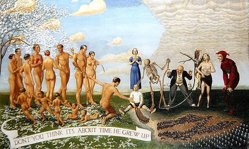 Don't you think it's time he grew up, c.1943 (oil on canvas)