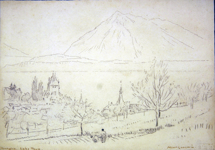 Lake Thun, Oberhofen (ink & pencil on paper)