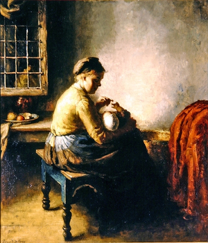 Mother nursing her baby (oil on canvas)