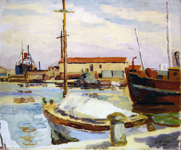 Harbour Scene, Cassis (oil on canvas)