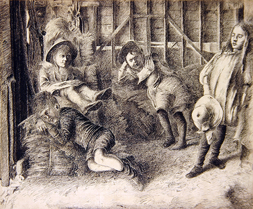 In the Barn, 1909-12 (pen & ink on paper)