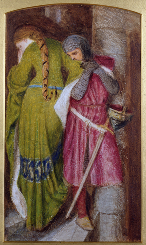 Meeting on the Turret Stair, Helellil & Hildebrand, 1864 (w/c on paper)