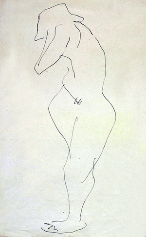 Sophie Nude, turning away, 1913 (pen & ink on paper)