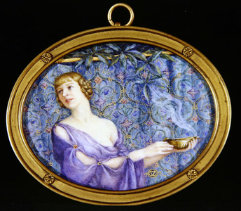 A Foolish Virgin, 1915 (w/c & gold paint on ivorine)
