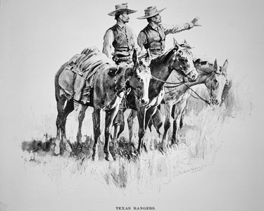 Texas Rangers, published in 'Harper's Monthly', 1896 (litho)