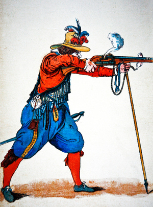 A Musketeer (colour litho)
