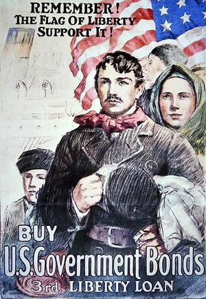'Remember! The Flag of Liberty, Support It! Buy US Government Bonds', World War One poster (colour litho)