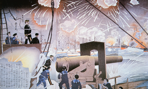 Painting of the Battle of the Yalu River on September, 1894 during the Sino-Japanese War
