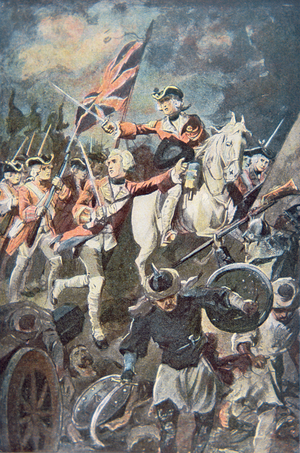 Clive at Plassey (colour litho)