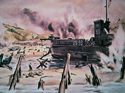 Americans at Omaha Beach (w/c on paper)