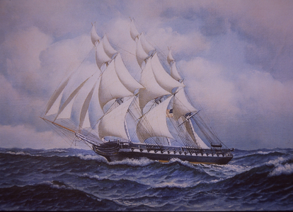 USS Constitution (colour litho)