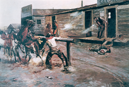 Death of a Gambler (oil on canvas)