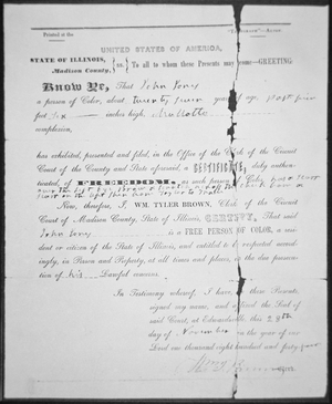 The Freedom Papers of John Jones, 1844 (litho)