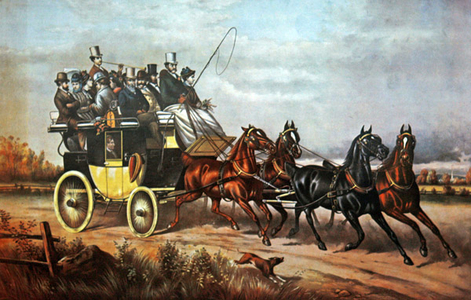 Colonel Kane's Coach, published by J. B. Brewster & Co, 1876 (colour litho)