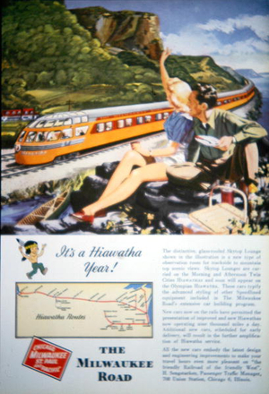 The Hiawatha of the Milwaukee Road, 1948 (colour litho)