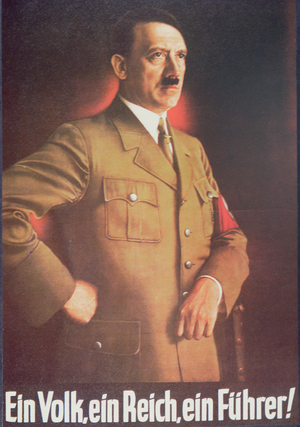 Nazi propaganda poster featuring Adolf Hitler, 1938 (colour litho)