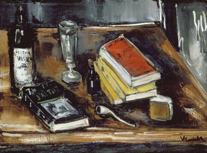 Still Life with Books (oil on canvas)