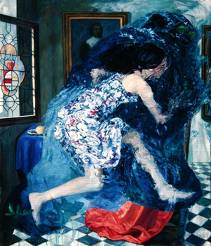 'Intromision' (after Vermeer) 1994 (oil & acrylic on fabric)