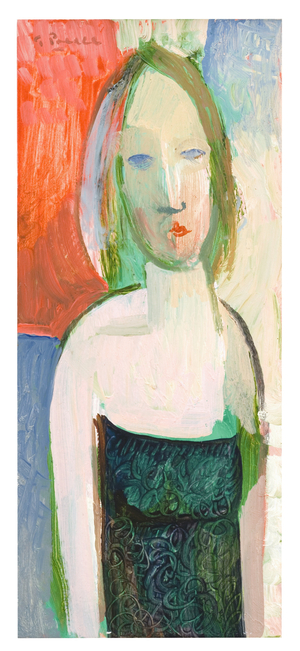 Girl in a Green Dress (oil on board)