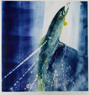 Trout Leap, 1993 (monoprint)