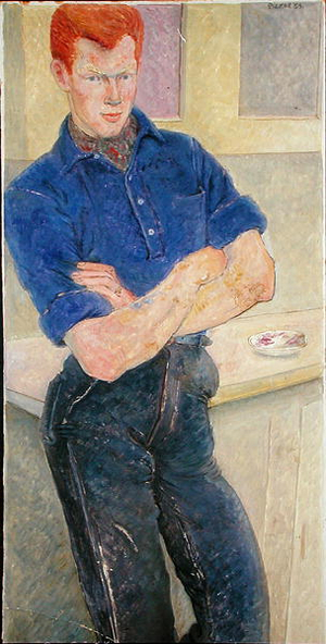 'Red Pete' standing, London, 1959 (oil on board)