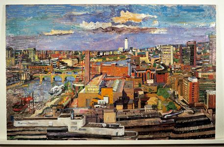 Tate Modern under construction from Kings Reach Tower, 1999 (oil on board)