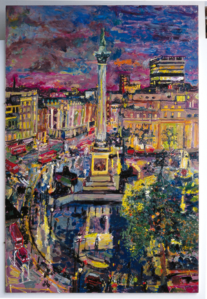 Night, Trafalgar Square from Five Strand, 2006 (oil on board)