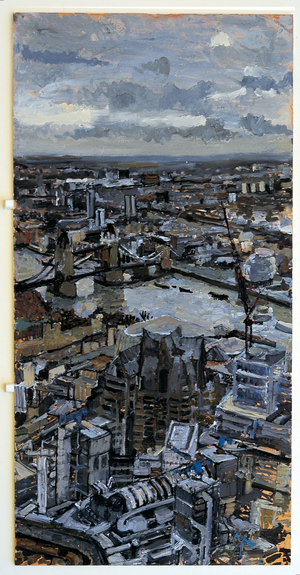 Overcast, south-east from the Vertigo Bar, 2004 (oil on board)