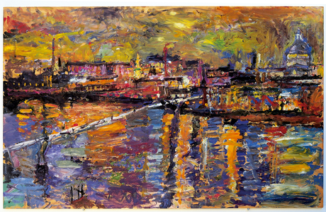Night, west from Riverside House, 2002 (oil on board)