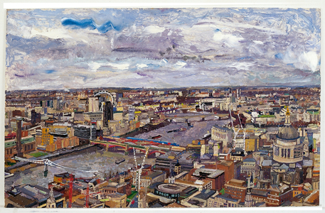 West from the 42nd floor, Tower 42, 2002 (oil on board)