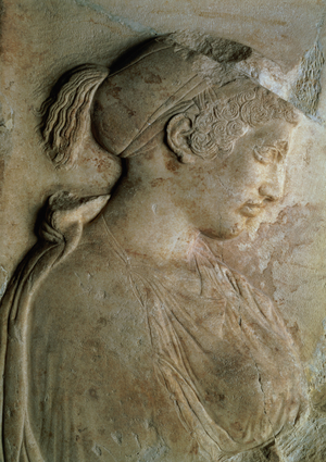Detail from the stela of Philis, from Thasos, c.5th century BC (marble)