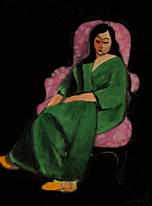 Laurette in a Green Robe, Black Background, 1916 (oil on canvas)