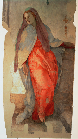 The Annunciation, detail of the Virgin, c.1527 (fresco) (detail of 57520, see also 94964)