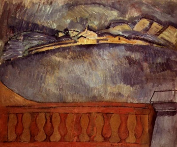 Landscape, Balcony (oil on canvas)
