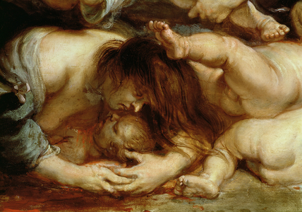 Massacre of the Innocents, detail of a mother and child (oil on panel)