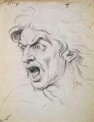 The head of a man screaming in terror, a study for the figure of Darius in 'The Battle of Arbela' (charcoal on paper) (see also 90061)