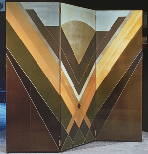 Screen and meuble d'appui, designed by Leon and Maurice Jallot, French, 1929 (lacquer)