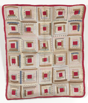 Log Cabin Cot Coverlet, c.1850-1900 (textile)