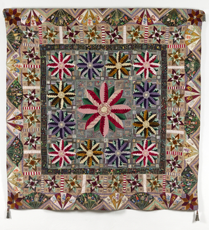 Jubilee Quilt, by Mrs Mills, 1887 (velvet & silk)