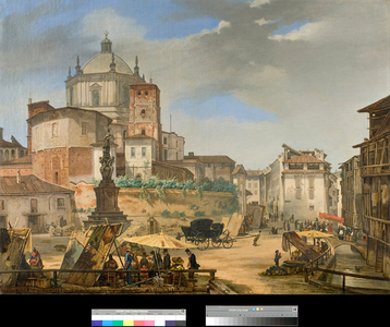 View of piazza della vetra in Milan, Italy (View of piazza della Vetra in Milan) Painting by Giovanni Migliara (1801-1867) 1833 Private collection
