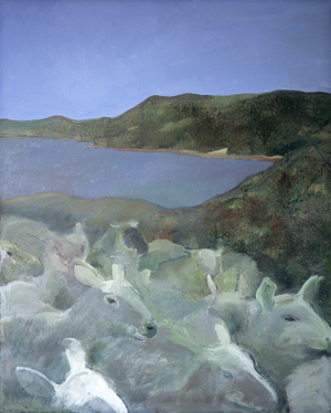 Sheep at Ringstead, 2008 (oil on canvas)