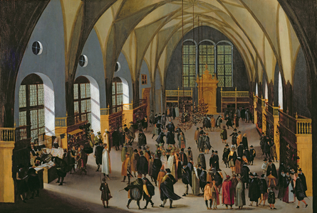 The Prague Stock Exchange (oil on panel)