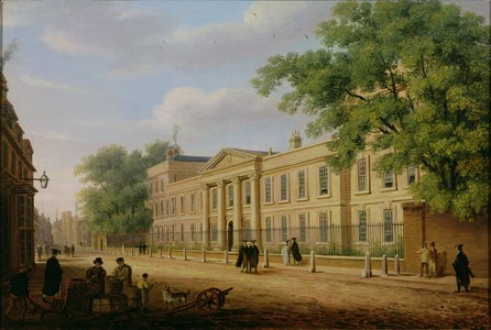 View of Emmanuel College, Cambridge University (oil on panel)