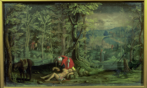 The Good Samaritan (oil on glass and mica)