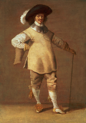 A Cavalier standing in an Interior, 1635 (oil on panel)
