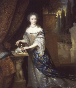 A Portrait of a lady with a Lapdog Seated on a Plinth, c.1690